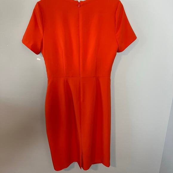 Maggy London Orange SS Side Tie Drape Sheath Dress US Size 8 - Picture 15 of 16